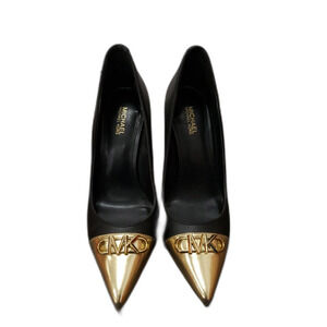 Michael Michael Kors Parker Leather Black and Gold High Heel Pumps Size 6.5M